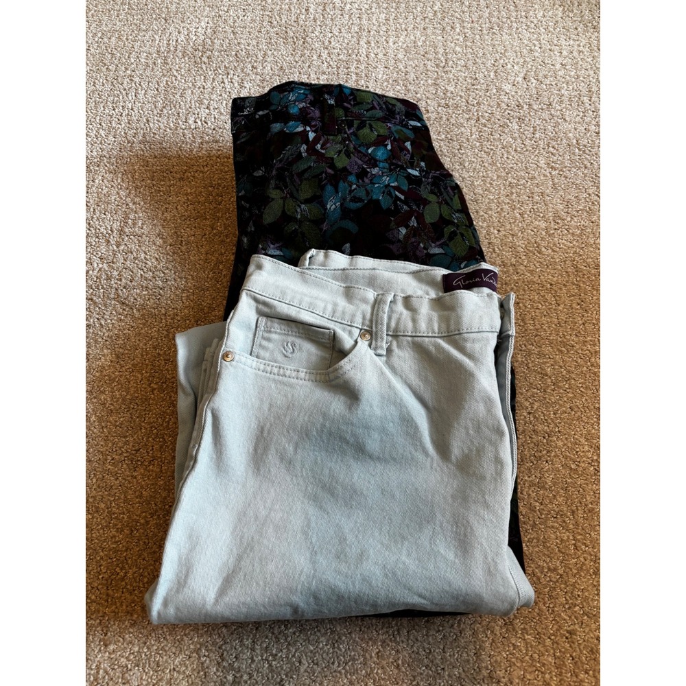 Gloria Vanderbilt 16 Bundle 2 Pairs - Amanda Jeans and Floral High Rise Straight
